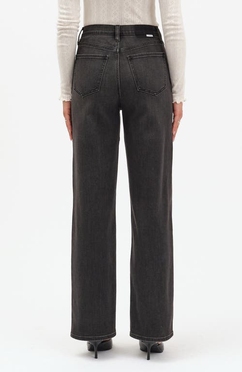 Daze City Two-tone High Waist Straight Leg Jeans In Black