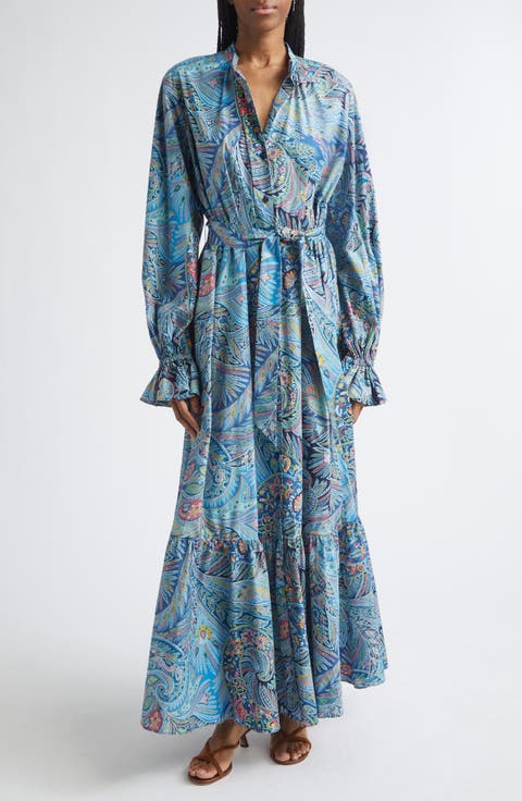 Paisley Long Sleeve Maxi Dress