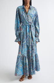 Etro Paisley Long Sleeve Maxi Dress