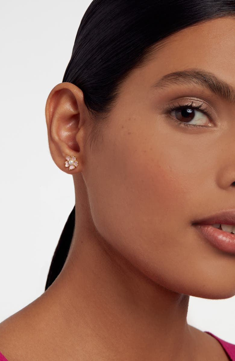 Ted Baker London Peti Imitation Pearl Flower Stud Earrings, Alternate, color, 