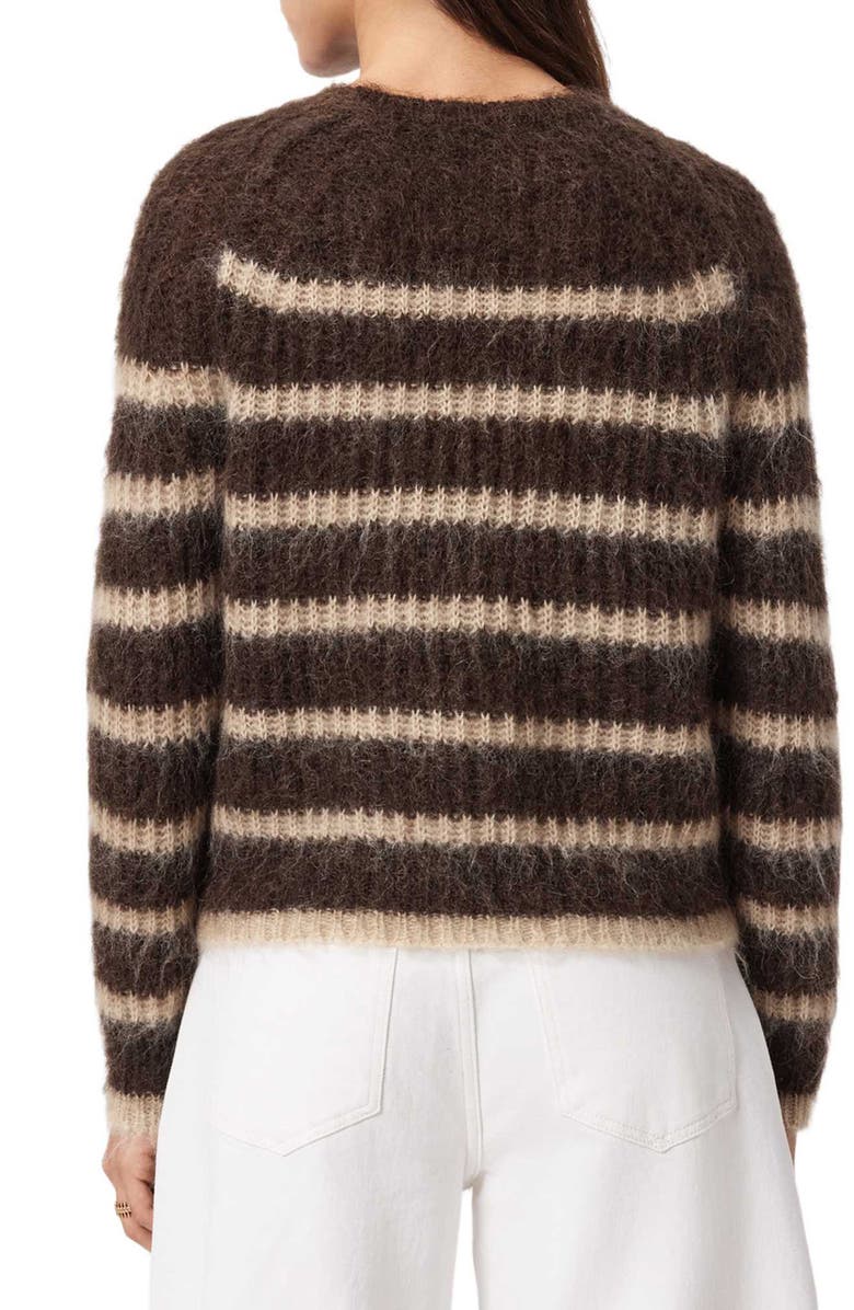 AllSaints Riga Stripe Crewneck Sweater, Alternate, color, Brittle Brown/ Barley
