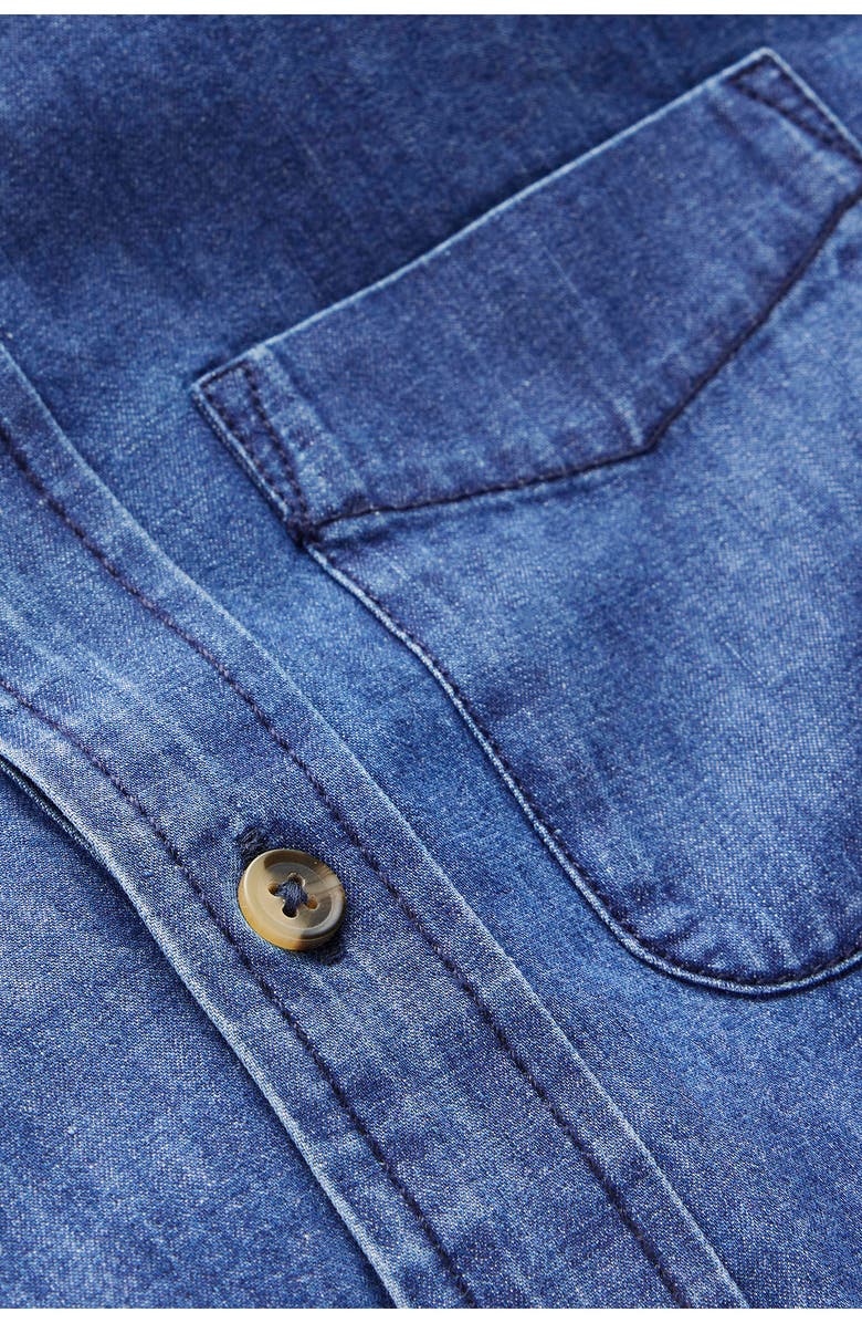 Mini Boden Kids' Denim Button-Up Shirt, Alternate, color, Mid Vintage Denim