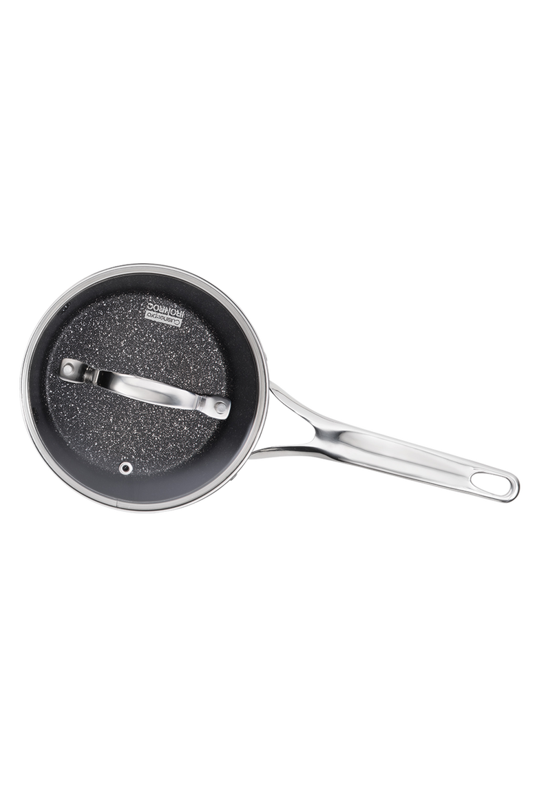 IRONROC Saucepan with Lid 1.5qt, Main, color, BLACK