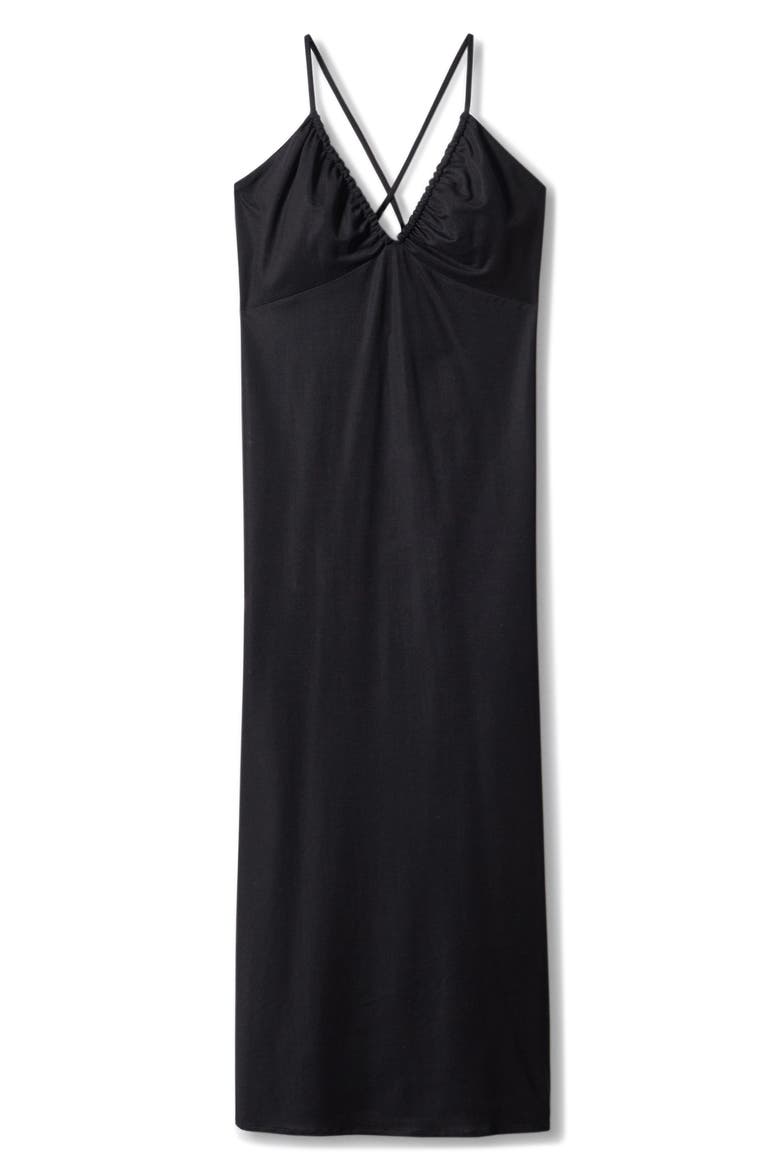 Ruched Cutout Midi Sundress, Alternate, color, BLACK