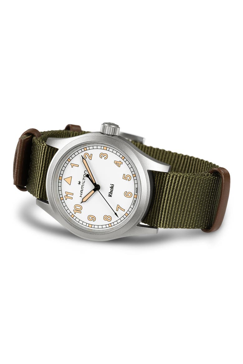 Khaki Field NATO Strap Watch, 38mm, Alternate, color, GREEN AND WHITE