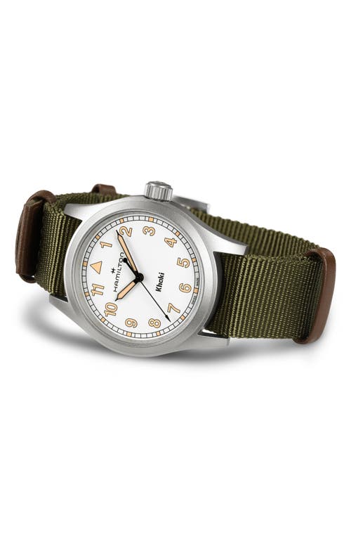 Hamilton Khaki Field Nato Strap Watch, 38mm In Green And White