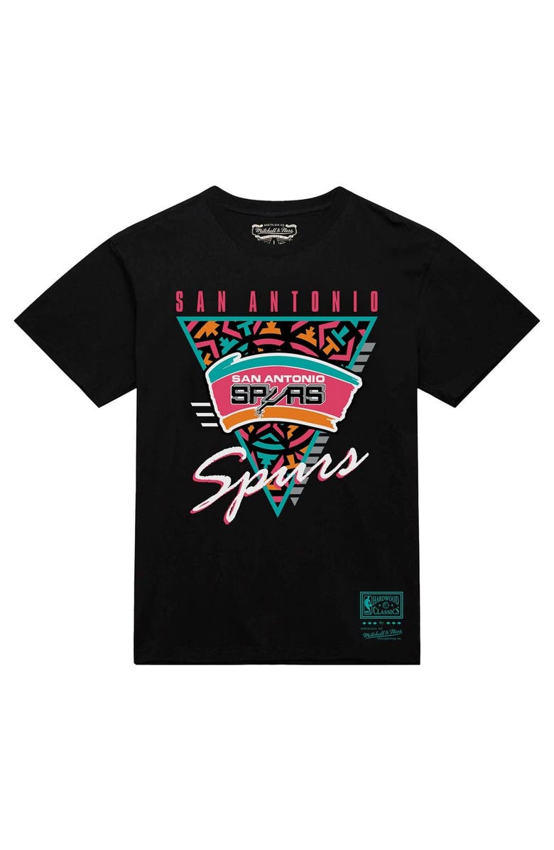 Mitchell & Ness Men's Mitchell & Ness  Black San Antonio Spurs Worldwide Collection Tri-Logo T-Shirt, Alternate, color, 