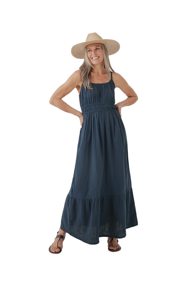 Organic Cotton Coastal Double Gauze Cami Maxi Dress, Main, color, French Navy