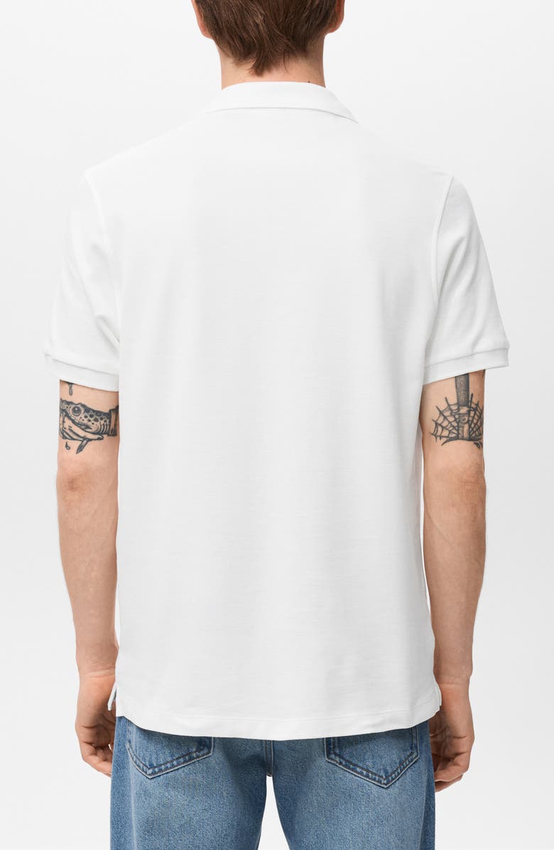 MANGO Regular Fit Cotton Piqué Polo, Alternate, color, White
