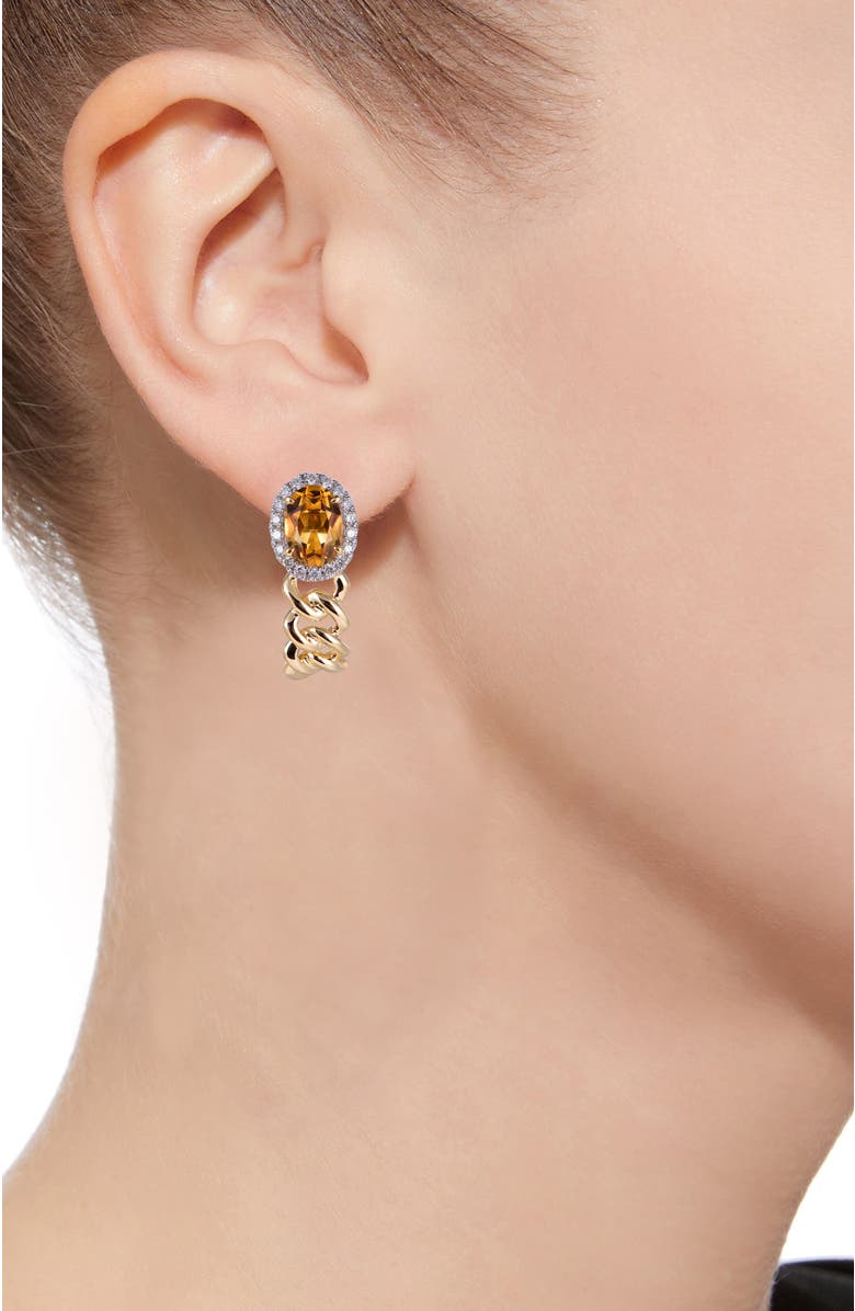 Kahn High Jewelry Citrine Earrings with Diamonds, Alternate, color, Citrine Orange