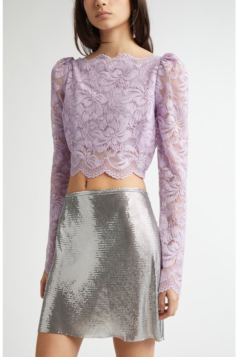 Bateau Neck Stretch Lace Crop Top, Alternate, color, FRENCH LAVANDER