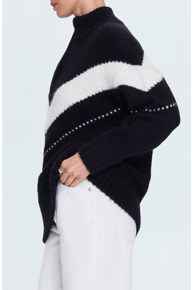 Arden Chevron Stripe Quarter Zip Sweater, Alternate, color, BLACK VANILLA ICE