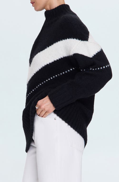 Pistola Arden Chevron Stripe Quarter Zip Sweater In Black