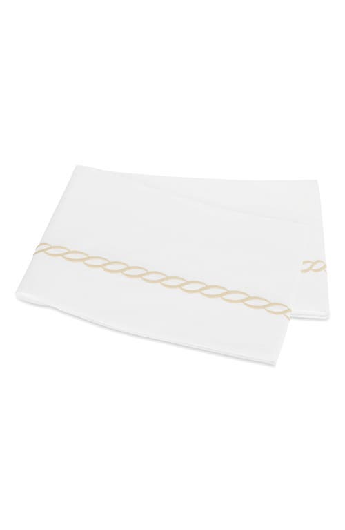 Matouk Classic Chain Cotton Percale Flat Sheet In White