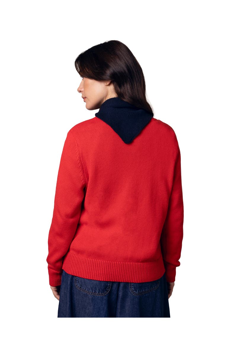 Long Sleeve Cotton Crew Neck Cardigan, Alternate, color, Orange Red