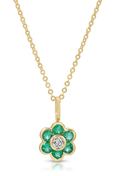 Flora 18k Gold Emerald & Diamond Necklace