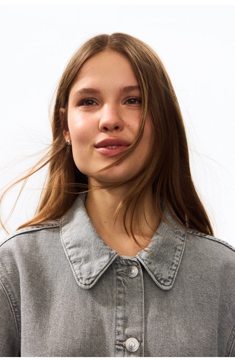 H&M Denim jacket, Alternate, color, Light Denim Gray