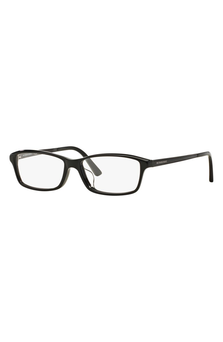 Burberry 55mm Rectangular Optical Glasses, Alternate, color, Black / Demo Lens