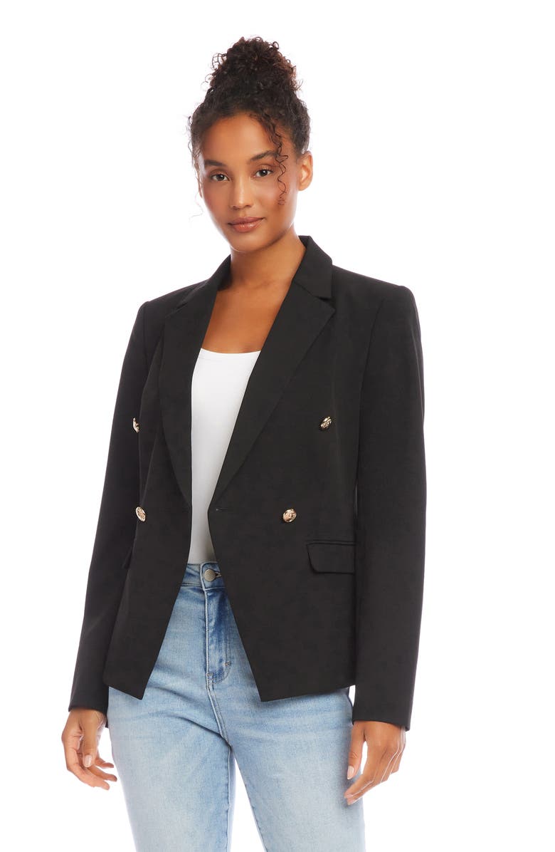 Karen Kane Double Breasted Blazer, Alternate, color, Black