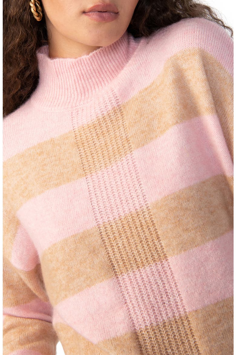 Upstate Stripe Mock Neck Sweater, Alternate, color, ROSEHIP OA