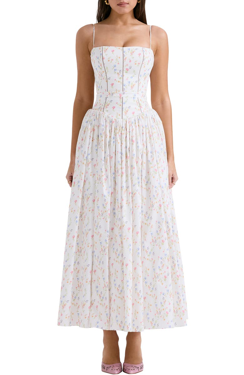 HOUSE OF CB Ysabella Floral Maxi Sundress, Main, color, White Floral Print