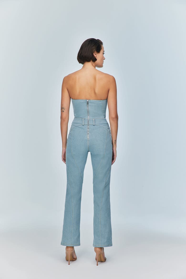 Women's Marvel Maxi Denim Jumpsuit - Strapless, Cut-Out, Alternate, color, Ice Blue