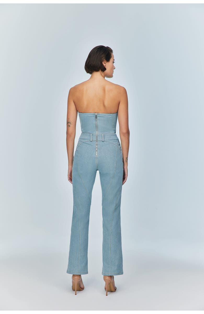 Jendue Women's Marvel Maxi Denim Jumpsuit - Strapless, Cut-Out, Alternate, color, Vista Blue