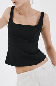 MANGO Fitted Square Neck Top