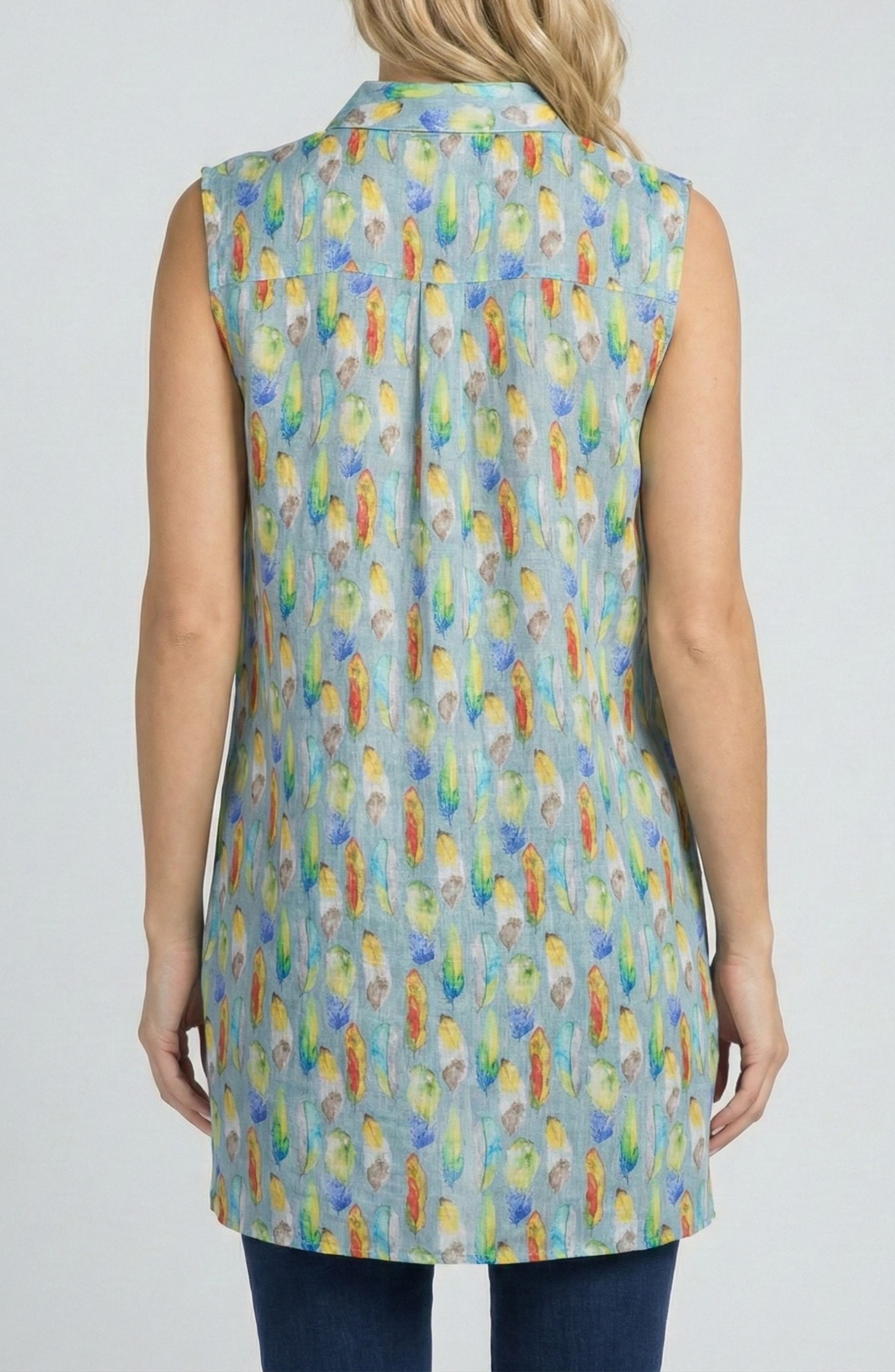 Sleeveless Linen Button-Up Shirt - image 2