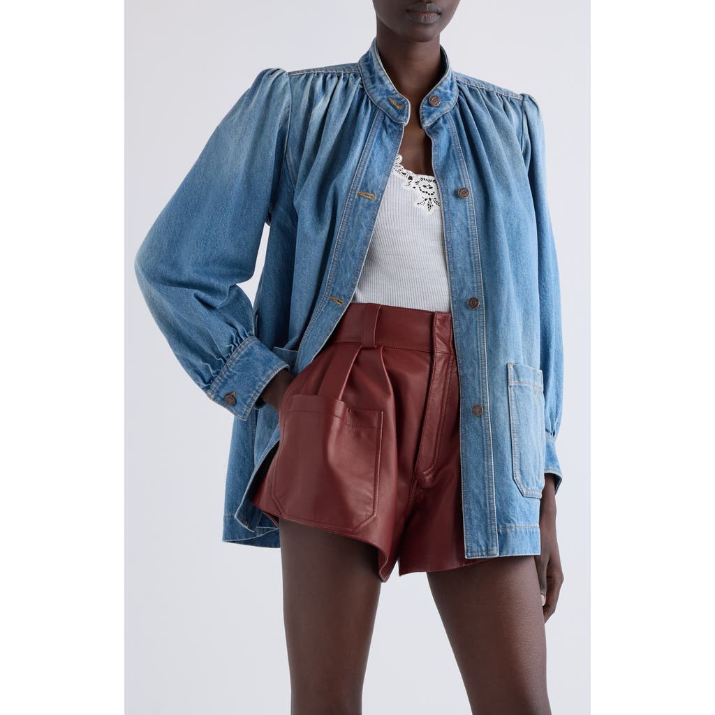 Chloé Relaxed Fit Jacket With Buttoned-cuff Sleeves In Iced Blue
