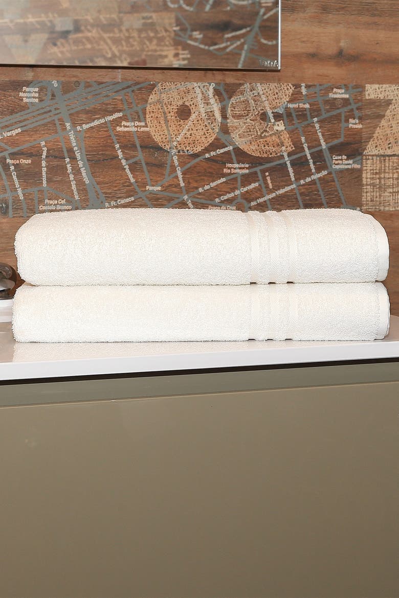 Denzi Bath Sheet - Set of 2 - White, Alternate, color, WHITE