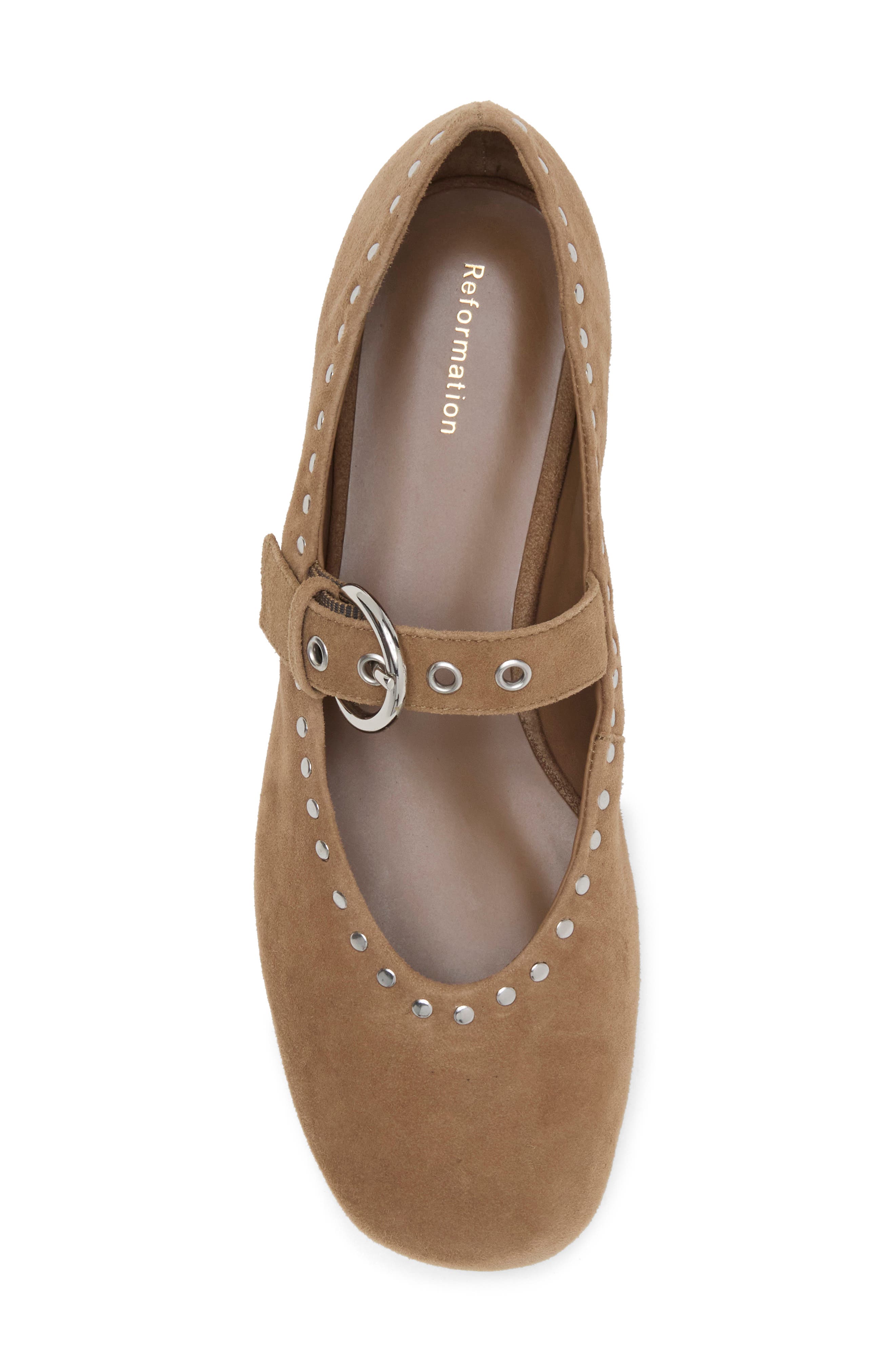 Bethany Leather Mary Jane Flat, Alternate, color, STUDDED FARRO SUEDE