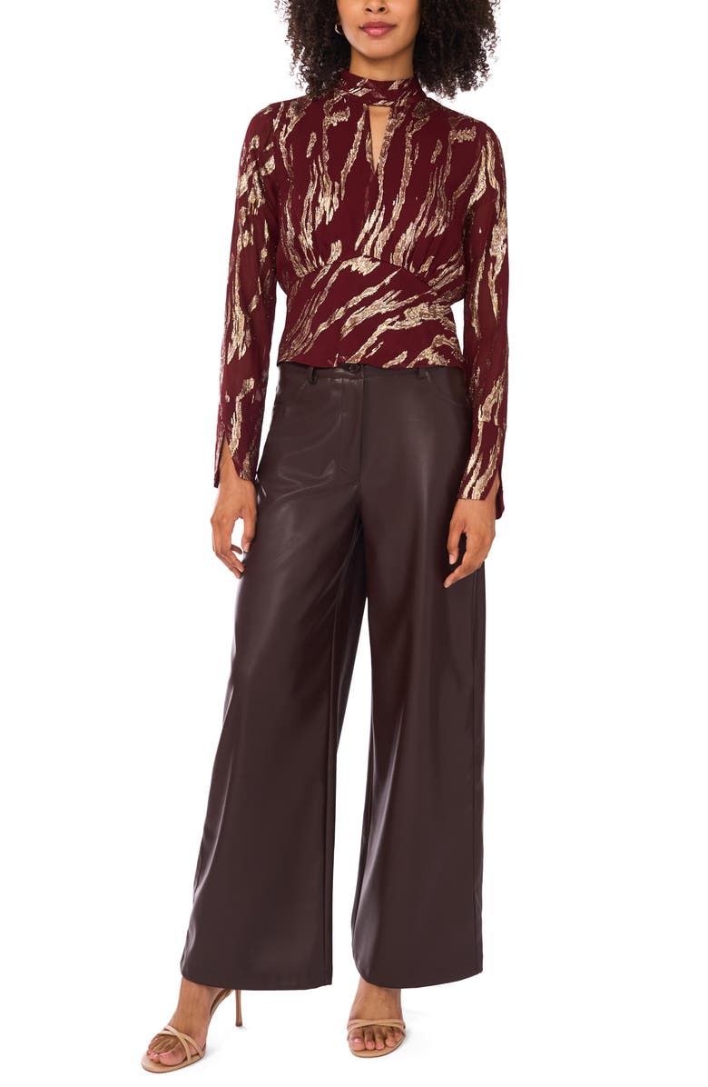 Parker The Piper Metallic Peplum Top, Alternate, color, Zinfandel