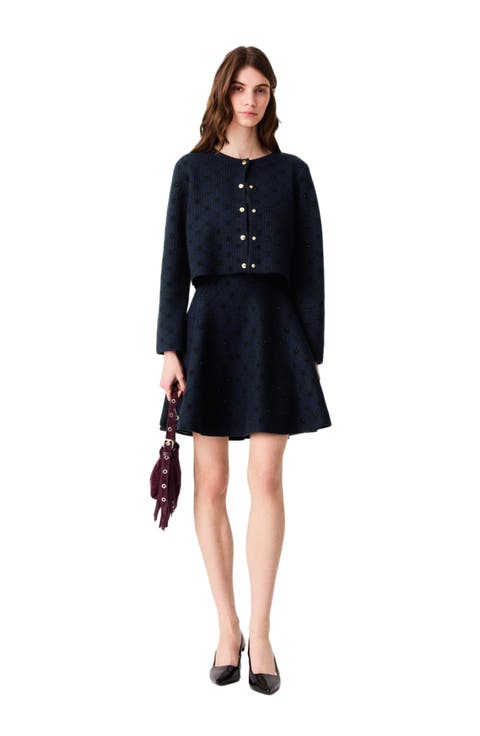 Jacquard cardigan with sequins