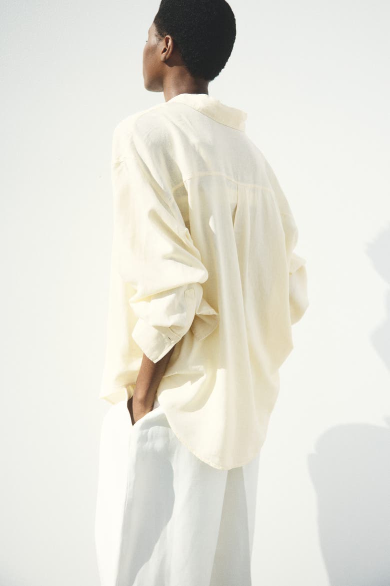 Oversized Linen-blend Shirt, Alternate, color, Light yellow