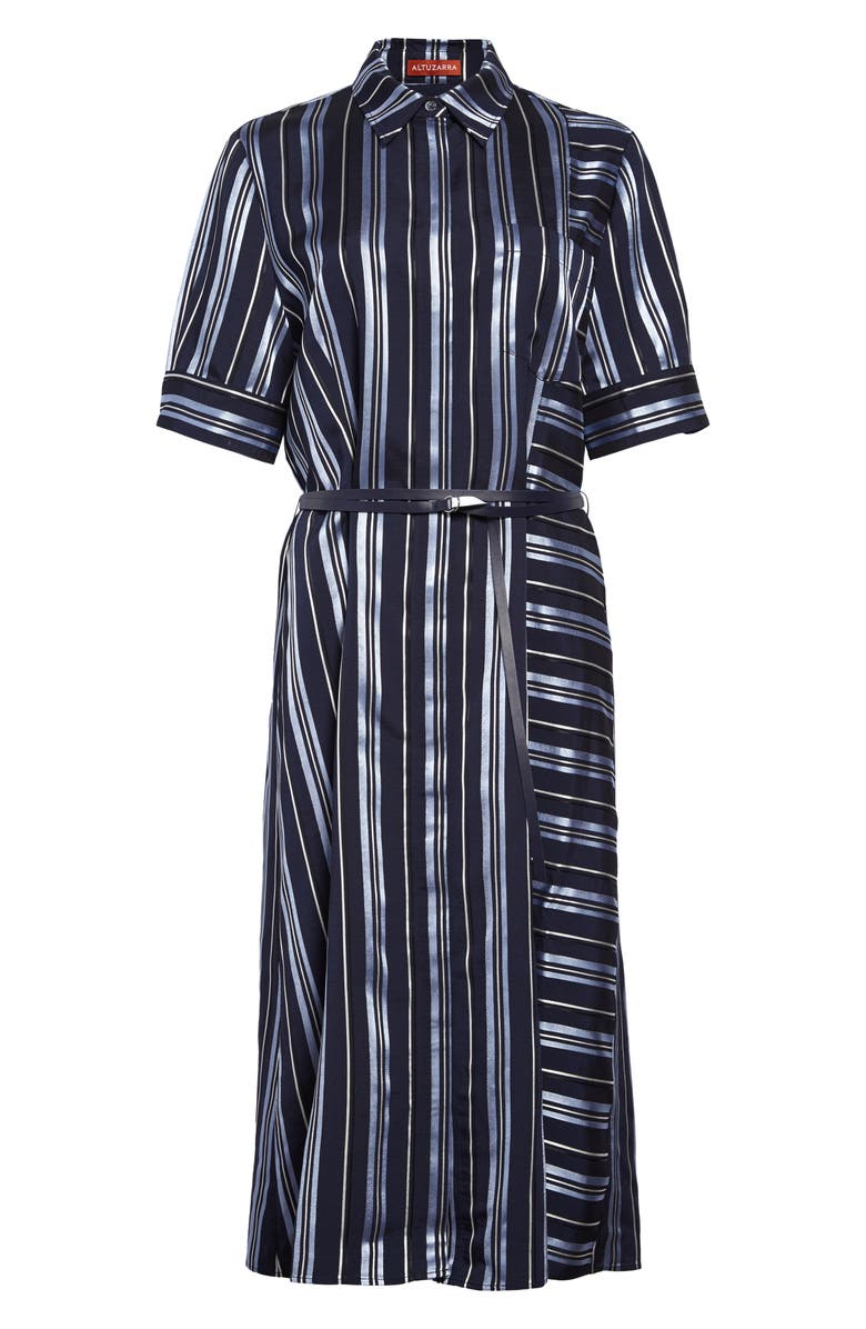 Altuzarra Belted Stripe Satin Shirtdress, Main, color,