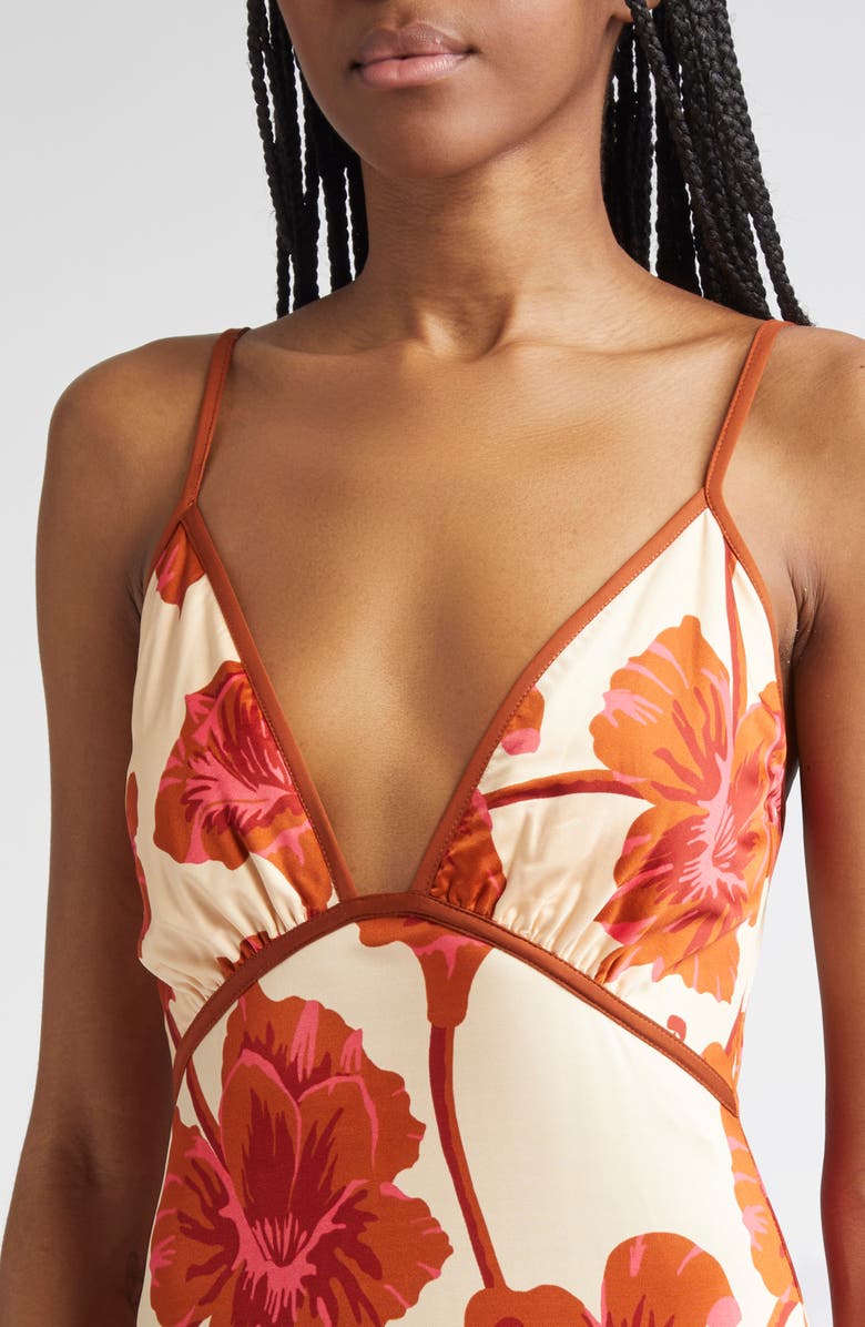 Johanna Ortiz Sendero De Astromelias Jersey Dress, Alternate, color, Ecru / Camel / Wine / Pink