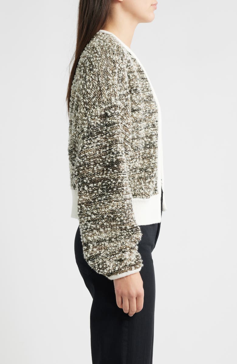 BOSS Flelani Metallic Virgin Wool Blend Open Front Cardigan, Alternate, color, Lurex Slub