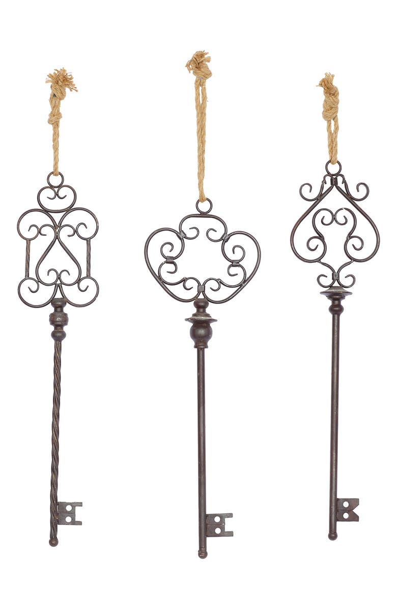 SONOMA SAGE HOME Black Metal Key Wall Decor with Rope Hanger - Set of 3, Main, color, 