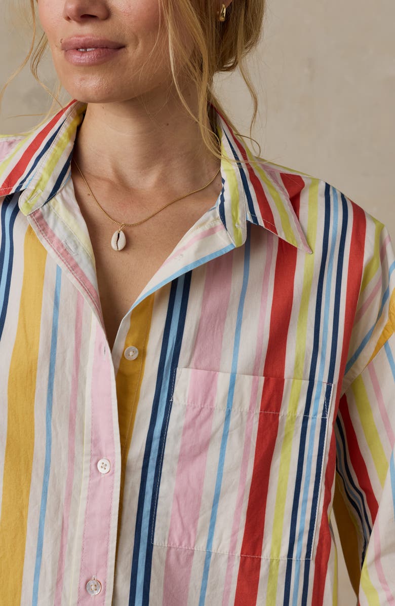 Faherty Coastal Relaxed Cotton Poplin Button-Up Shirt, Alternate, color, Sunset Parade