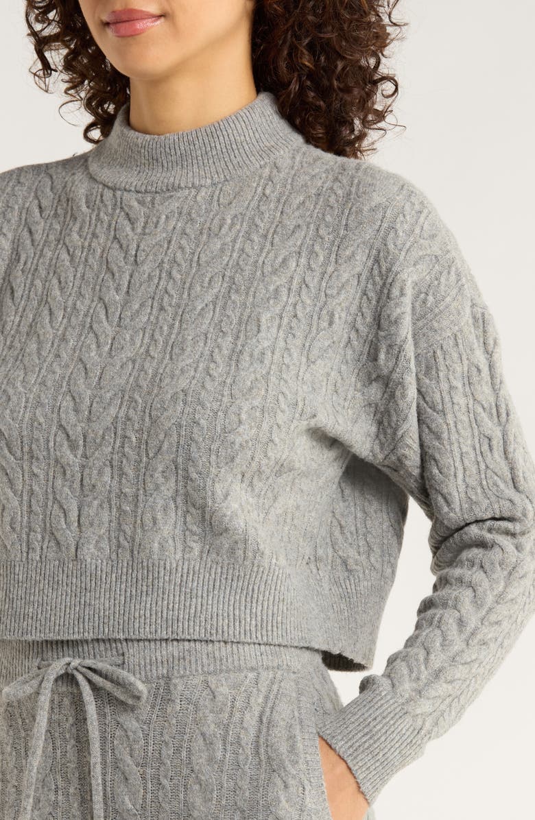 MPG Cable Knit Crop Sweater, Alternate, color, Steel Grey
