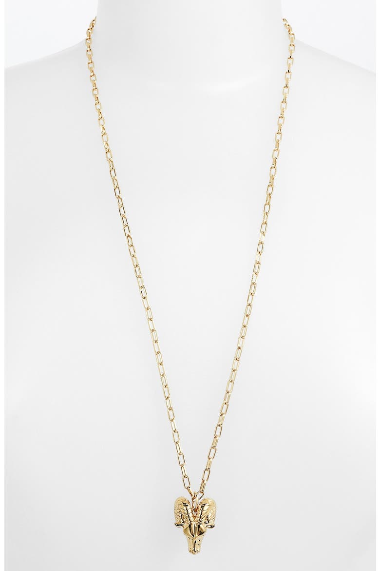 Ram Head Pendant Necklace, Alternate, color, GOLD
