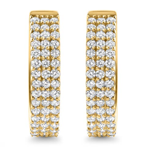 1 Ct Diamond Lab Grown Hoops Women's Earrings 10k Gold