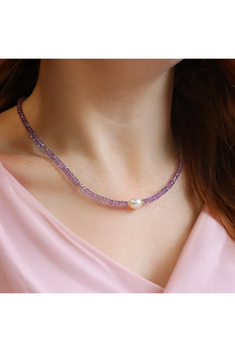 Amethyst Bead Pearl Necklace, Alternate, color, Purple
