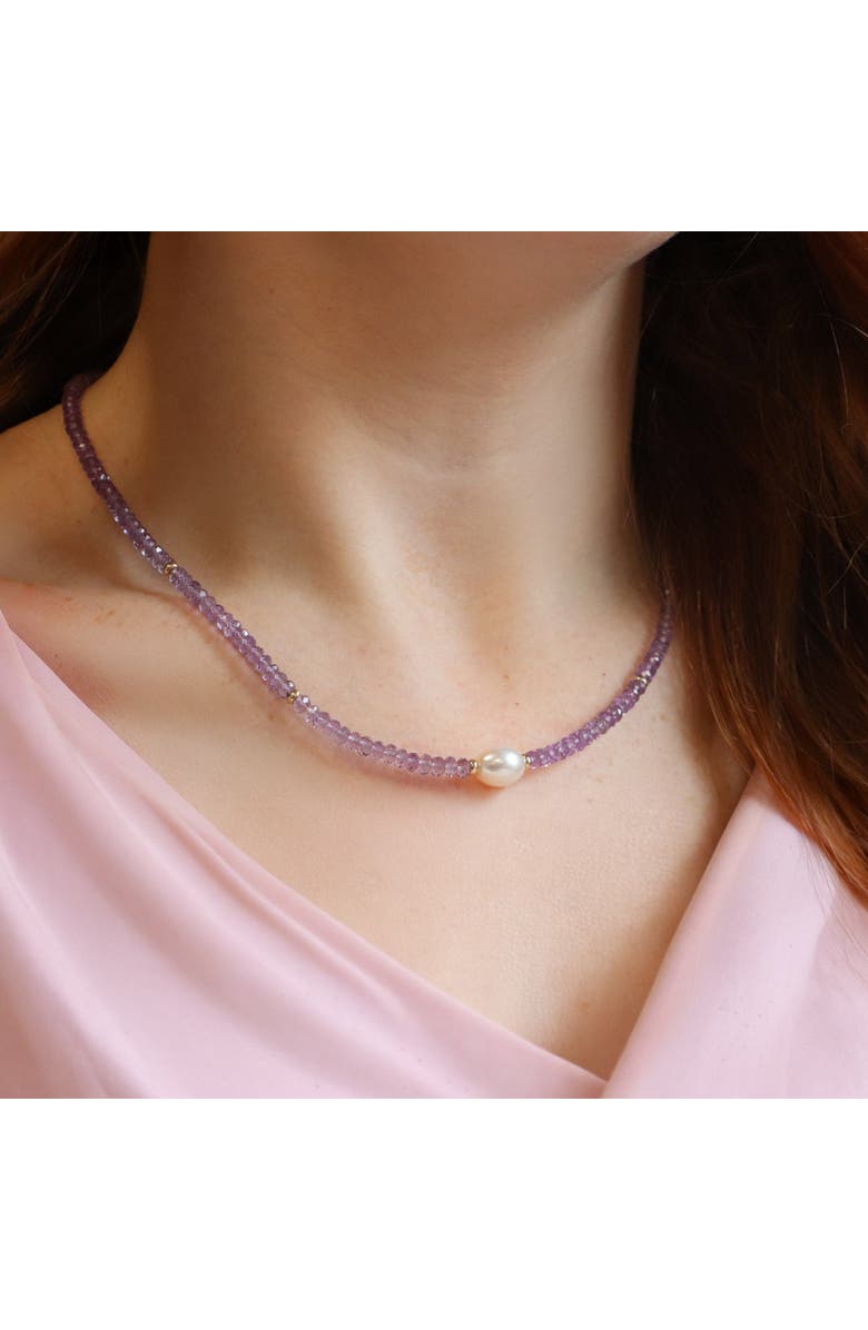 The Lovery Fine Jewelry Amethyst Bead Pearl Necklace, Alternate, color, Purple