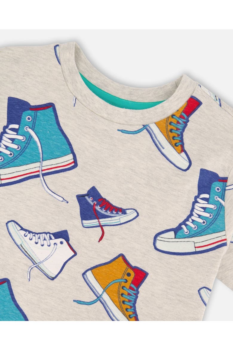 Organic Cotton Jersey Shoes T-Shirt, Alternate, color, Grey Mix Printed Shoes
