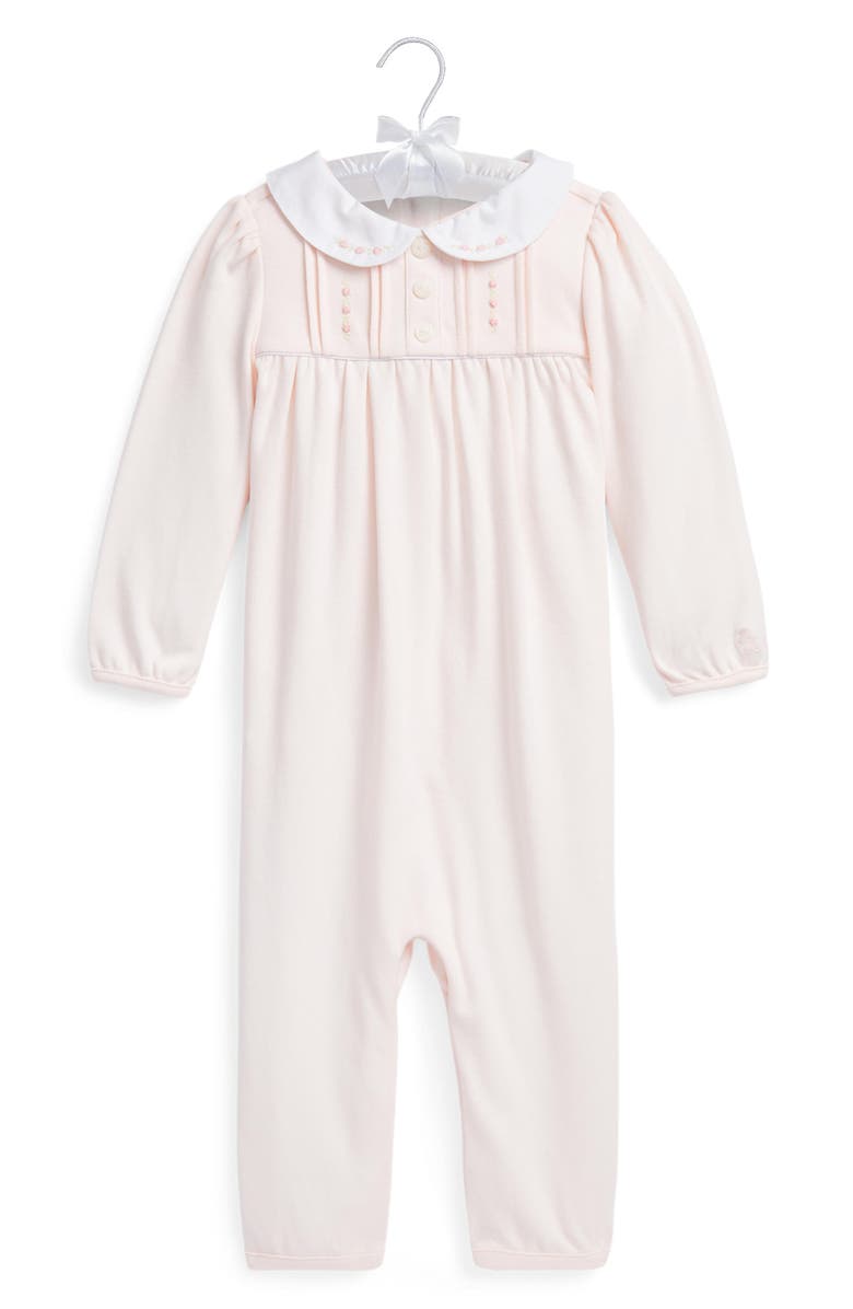 Ralph Lauren Cotton Romper, Main, color, Delicate Pink