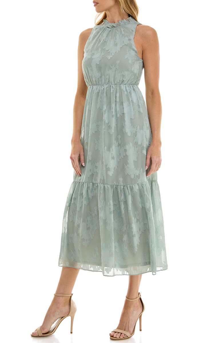 Socialite Sheer Texture Tiered Midi Dress, Alternate, color, 