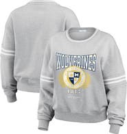 WEAR by Erin Andrews Women's WEAR by Erin Andrews Heather Gray Michigan Wolverines Classic Stripe Pullover Sweater