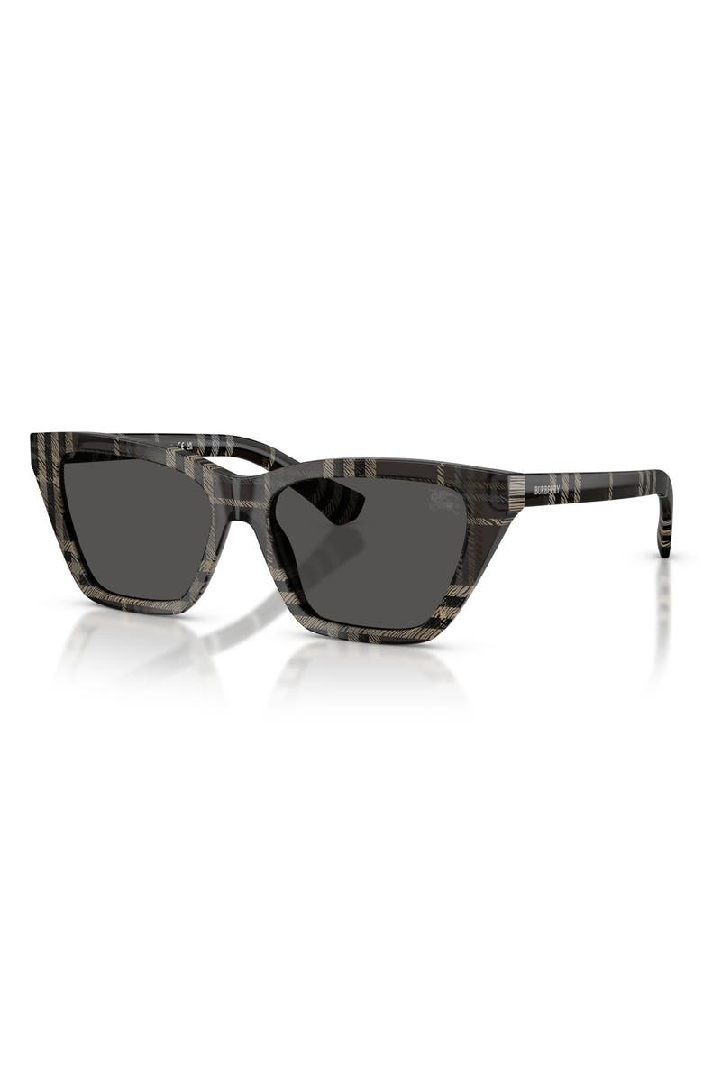 Burberry 54mm Cat Eye Sunglasses, Alternate, color, Check Grey / Dark Grey